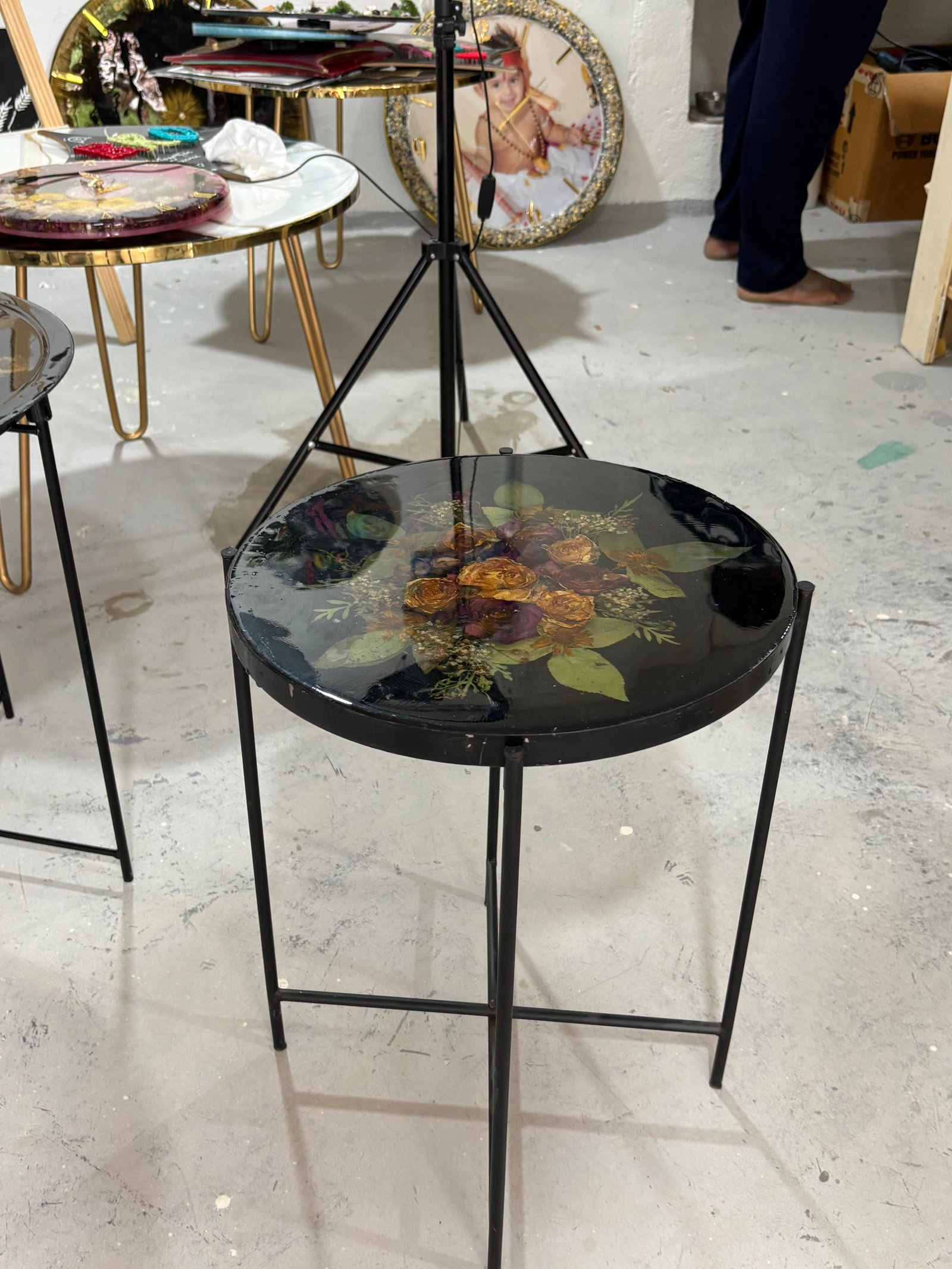  Real Dried Flowers Preservation Resin Center Table